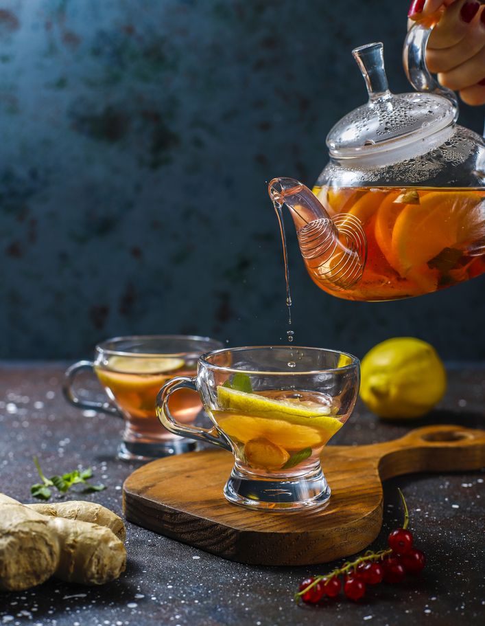 fruit and berry tea with mint.